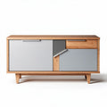 Wooden sideboard with gray doors and drawer 120 x 40 x 70cm