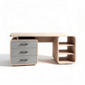 Modern wooden desk with three drawers and open shelving 120 x 60 x 75cm