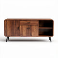 Wooden sideboard with storage cabinets and open shelves 120 x 40 x 70cm