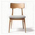 Wooden dining chair with gray upholstered seat and curved backrest 45 x 45 x 80cm