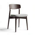 Wooden dining chair with upholstered seat and backrest in grey fabric 45 x 45 x 80cm