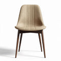 Upholstered dining chair with wooden legs in beige fabric 45 x 45 x 85cm