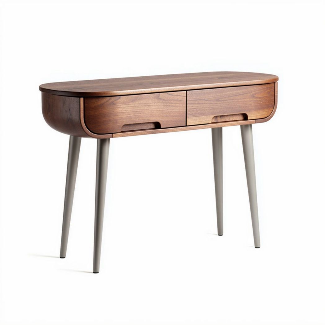Walnut console table with two drawers and minimalist design 100 x 50 x 75cm