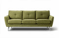 Green fabric sofa with five cushions and stainless steel legs 200 x 90 x 80cm