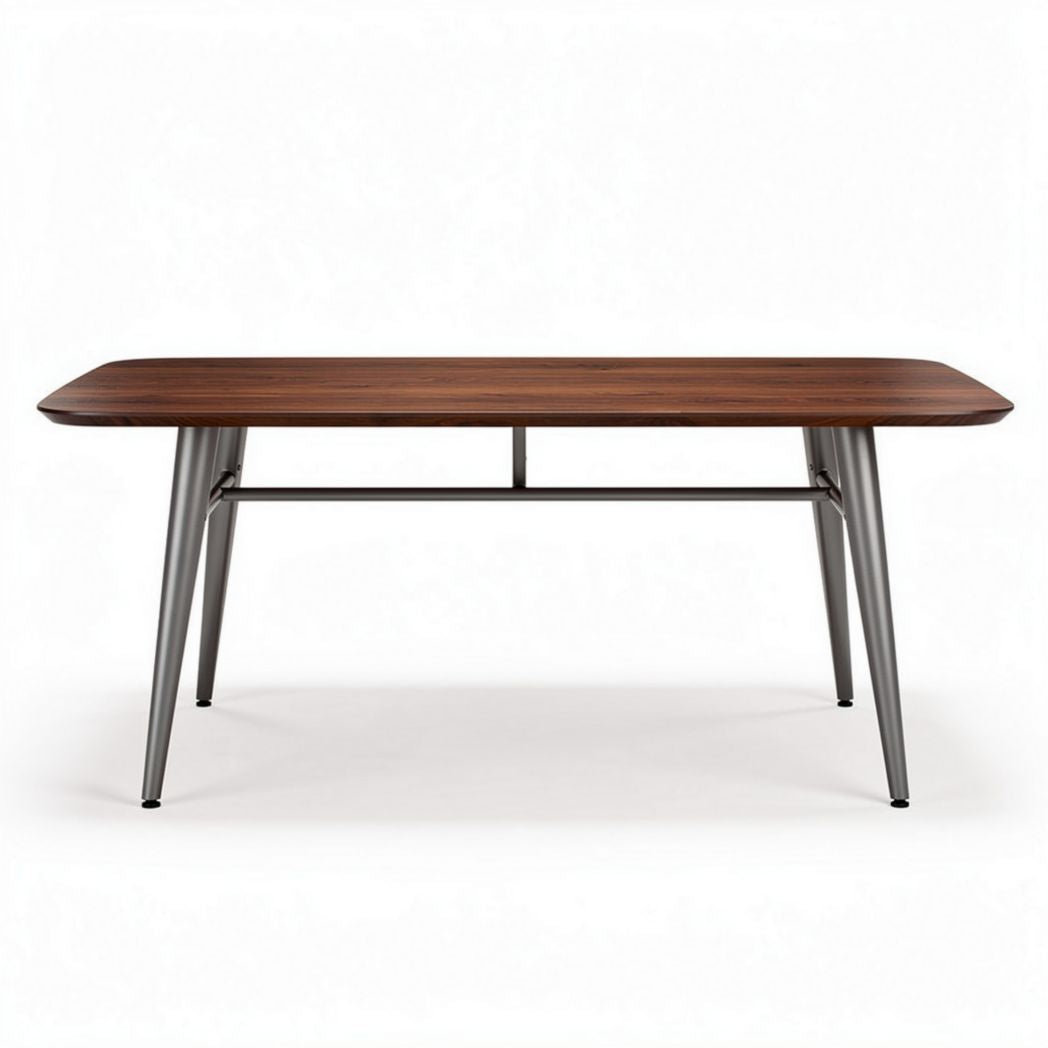Wooden dining table with metal legs 160 x 80 x 75cm in brown color
