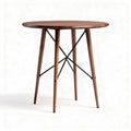 Round wooden table with black metal legs suitable for dining or workspace 80 x 80 x 75cm