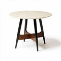 Round dining table with wooden base and white top 80 x 80 x 75cm